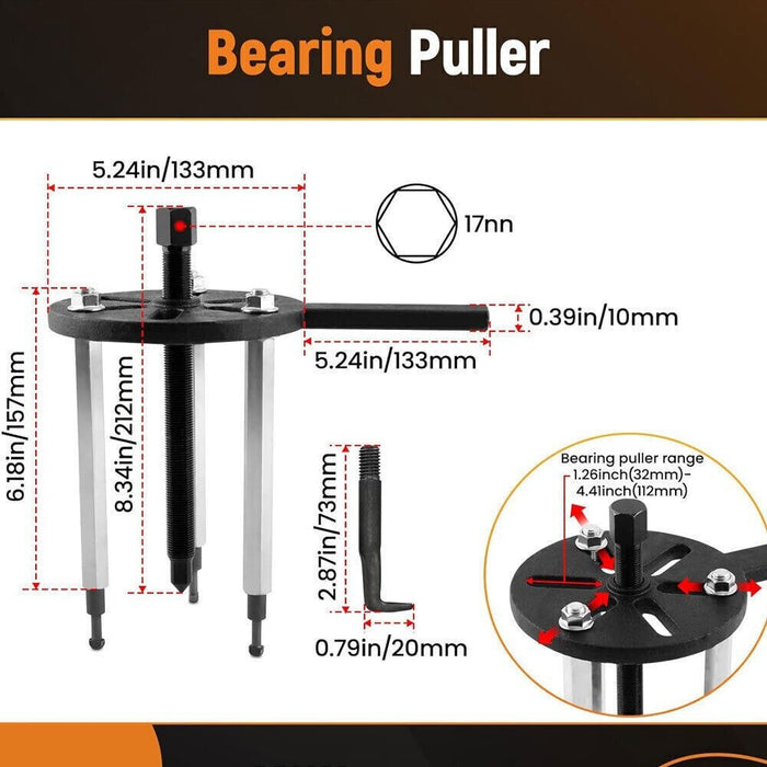 DURAFORCE Bearing Disassembly Puller Inner Hole Puller Removal Tool Three-jaw Puller Set !