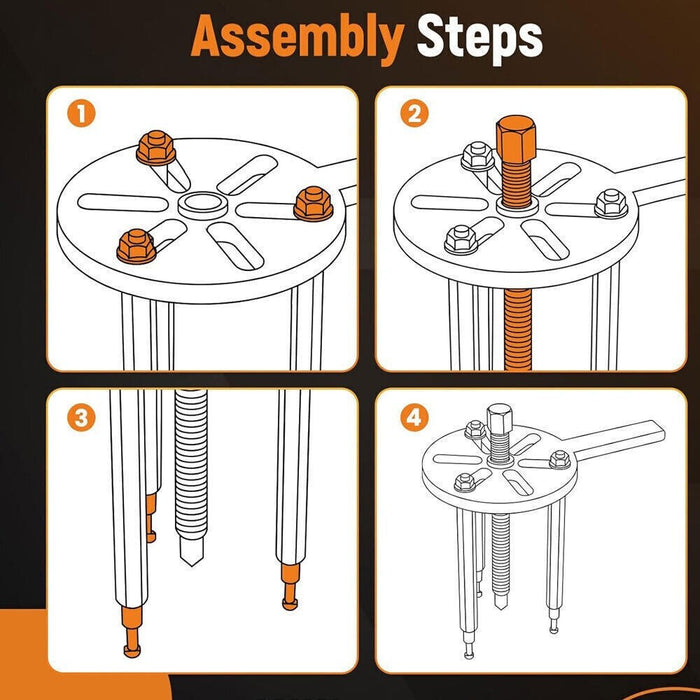 DURAFORCE Bearing Disassembly Puller Inner Hole Puller Removal Tool Three-jaw Puller Set !