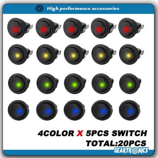 DURAFORCE 20PCS ROCKER SWITCH Toggle 12V Led Light Car Auto Boat Round ON/ OFF SPST 20 AM!