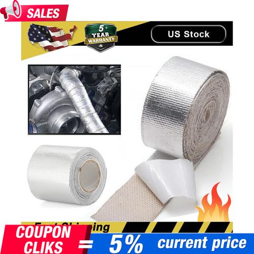 DURAFORCE 2"x16'Adhesive Exhaust Header Turbo Manfold Pipe Aluminum Heat Shield Wrap Tape!