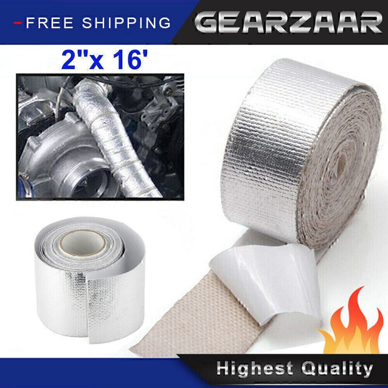DURAFORCE 2"x16'Adhesive Exhaust Header Turbo Manfold Pipe Aluminum Heat Shield Wrap Tape!