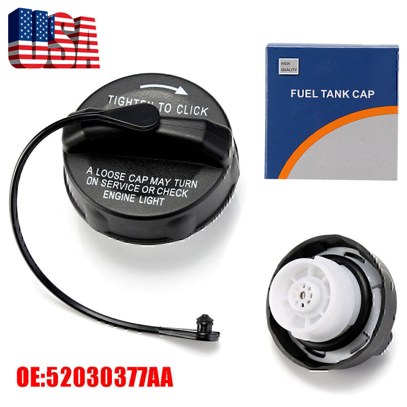 DURAFORCE For 1999-2019 Jeep Dodge Chrysler Non-Locking Fuel Filler Gas Cap W/Tether Blac!