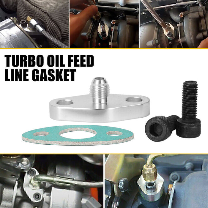 DURAFORCE Turbo Oil Feed Line Flange Gasket 4AN 4 AN Fitting Adapter For T3 T4 T04E