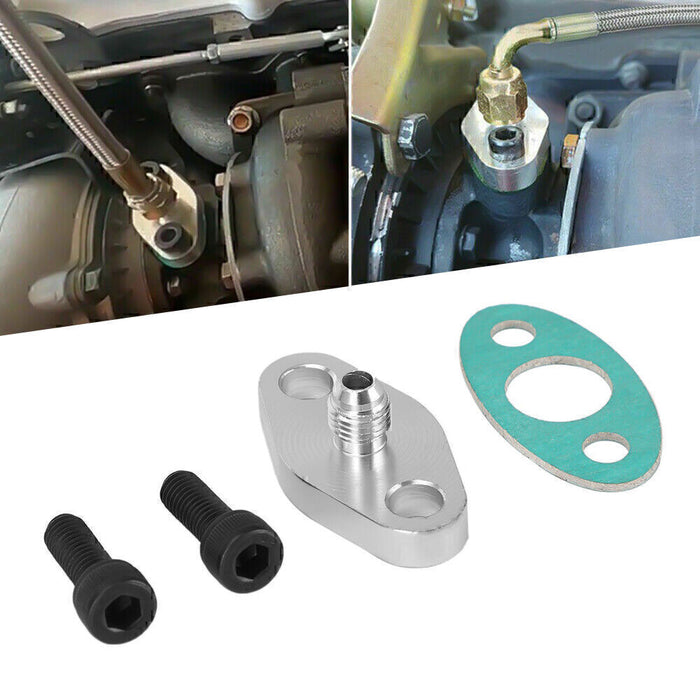 DURAFORCE Turbo Oil Feed Line Flange Gasket 4AN 4 AN Fitting Adapter For T3 T4 T04E