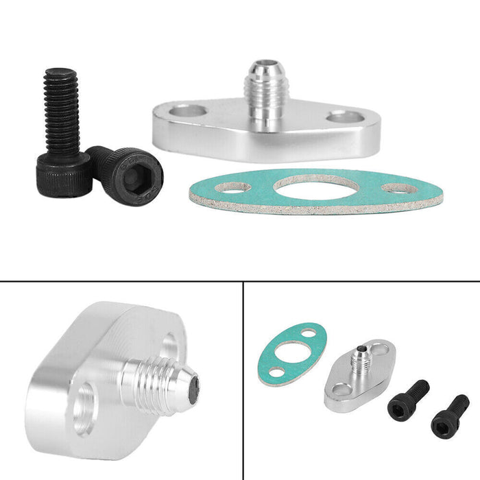 DURAFORCE Turbo Oil Feed Line Flange Gasket 4AN 4 AN Fitting Adapter For T3 T4 T04E