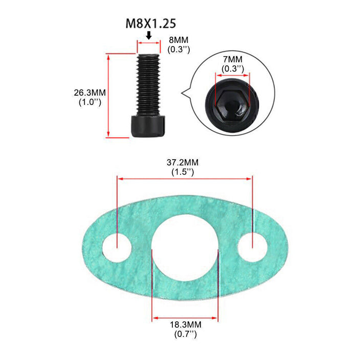 DURAFORCE Turbo Oil Feed Line Flange Gasket 4AN 4 AN Fitting Adapter For T3 T4 T04E