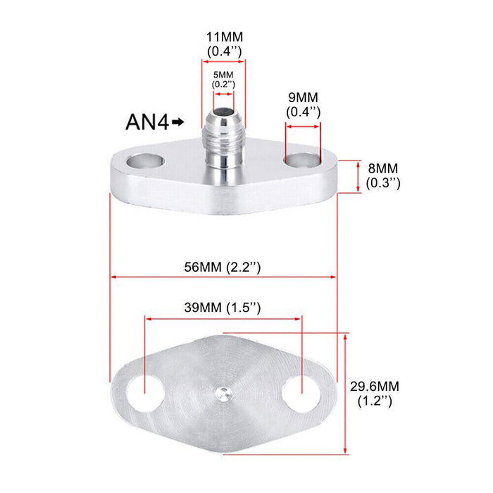 DURAFORCE Turbo Oil Feed Line Flange Gasket 4AN 4 AN Fitting Adapter For T3 T4 T04E