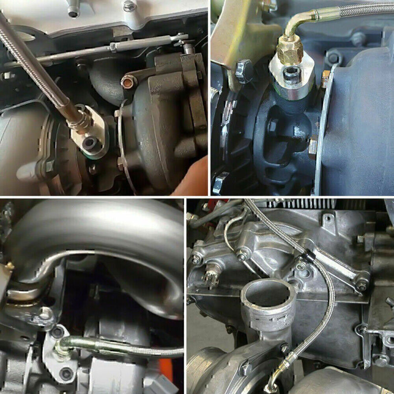 DURAFORCE Turbo Oil Feed Line Flange Gasket 4AN 4 AN Fitting Adapter For T3 T4 T04E