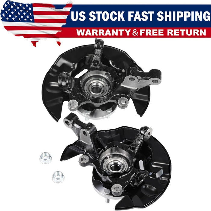 DURAFORCE 2pc Front Wheel Bearing Hub Knuckle Assembly For 2003-2008 Toyota Corolla 1.8L