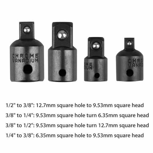 DURAFORCE 4pc 3/8" to 1/4" 1/2 inch Drive Ratchet SOCKET ADAPTER REDUCER Air Impact