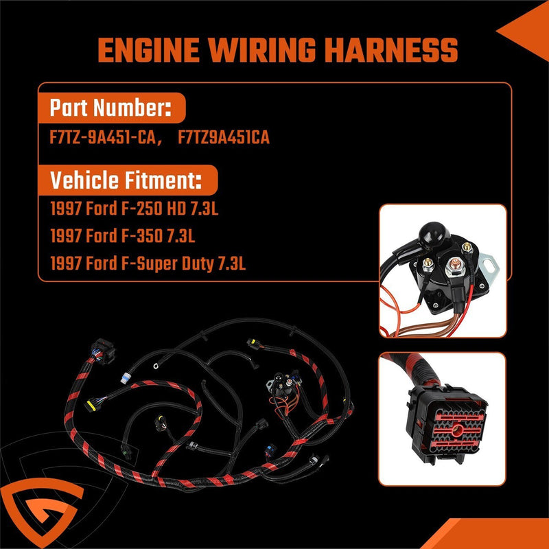 DURAFORCE For 1997 F-250 F-350 Ford Engine Wiring Harness Cable 7.3L Diesel F7TZ9A451CA *
