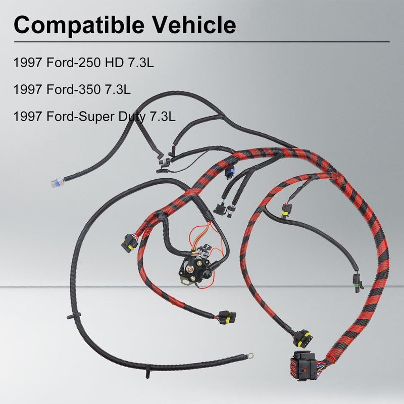 DURAFORCE For 1997 F-250 F-350 Ford Engine Wiring Harness Cable 7.3L Diesel F7TZ9A451CA *