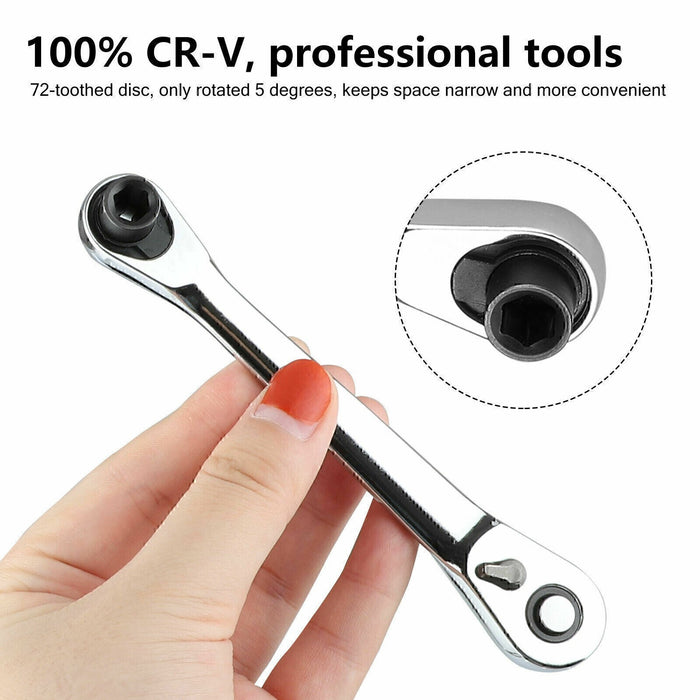 DURAFORCE New 1/4" Mini Double-Ended Quick Socket Ratchet Wrench Rod Screwdriver Bit Tool!