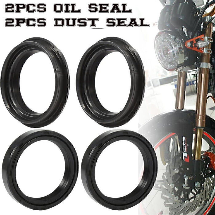 DURAFORCE Motorcycle 43x55x11 Front Fork Damper Shock 2Pcs Oil Seal & 2Pcs Dust Seal Kit*