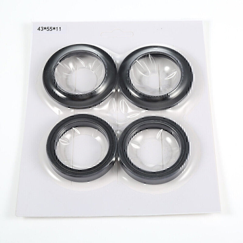 DURAFORCE Motorcycle 43x55x11 Front Fork Damper Shock 2Pcs Oil Seal & 2Pcs Dust Seal Kit*
