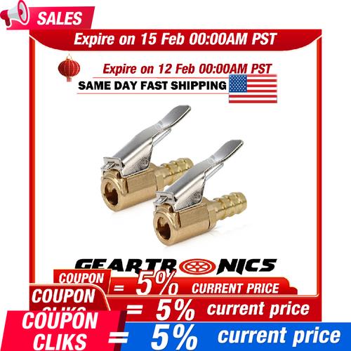 DURAFORCE 2pc Open Flow Straight Lock- On Air Chuck with Clip for Tire Inflator Car Tool