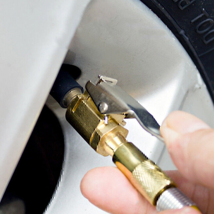 DURAFORCE 2pc Open Flow Straight Lock- On Air Chuck with Clip for Tire Inflator Car Tool