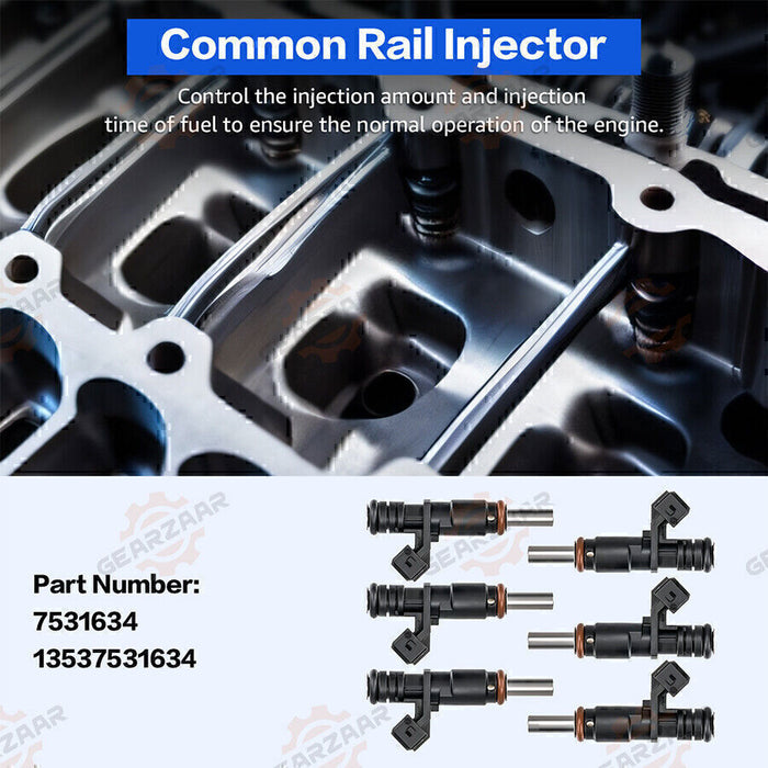 DURAFORCE 6pc Fuel Injectors 7531634 For BMW 328i 330i 525i 528i 530i X3 X5 Z4 13537531634