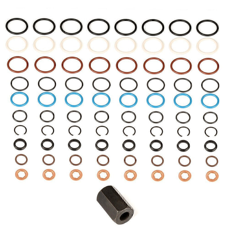 DURAFORCE Oil Rail Leak Repair Kit Orings Tool Injector Seal Kit For Ford Powerstroke 6.0