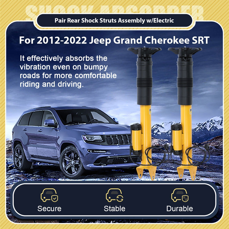 DURAFORCE Pair Rear Shock Struts Assembly w/Electric For Jeep Grand Cherokee SRT 2012-2022