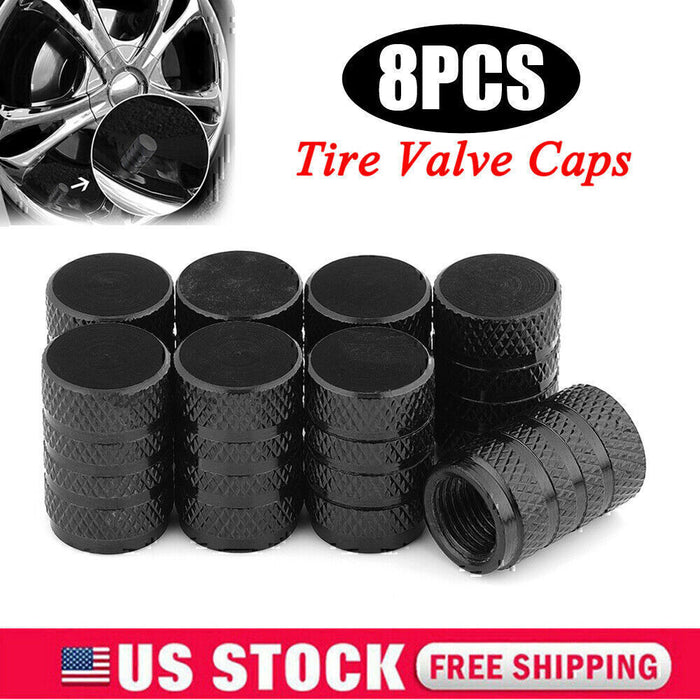 DURAFORCE 8x Universal Tire Valve Stem Caps Kit For Car, Truck Standard Fitting (Black)