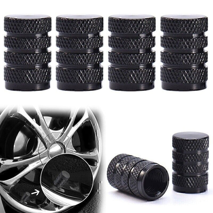 DURAFORCE 8x Universal Tire Valve Stem Caps Kit For Car, Truck Standard Fitting (Black)