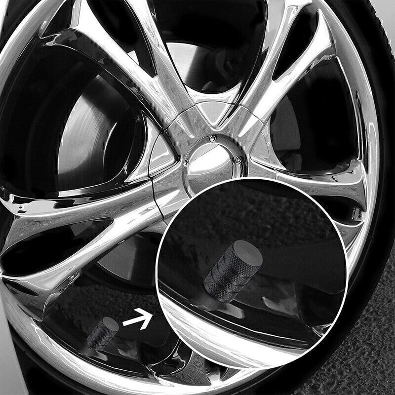 DURAFORCE 8x Universal Tire Valve Stem Caps Kit For Car, Truck Standard Fitting (Black)