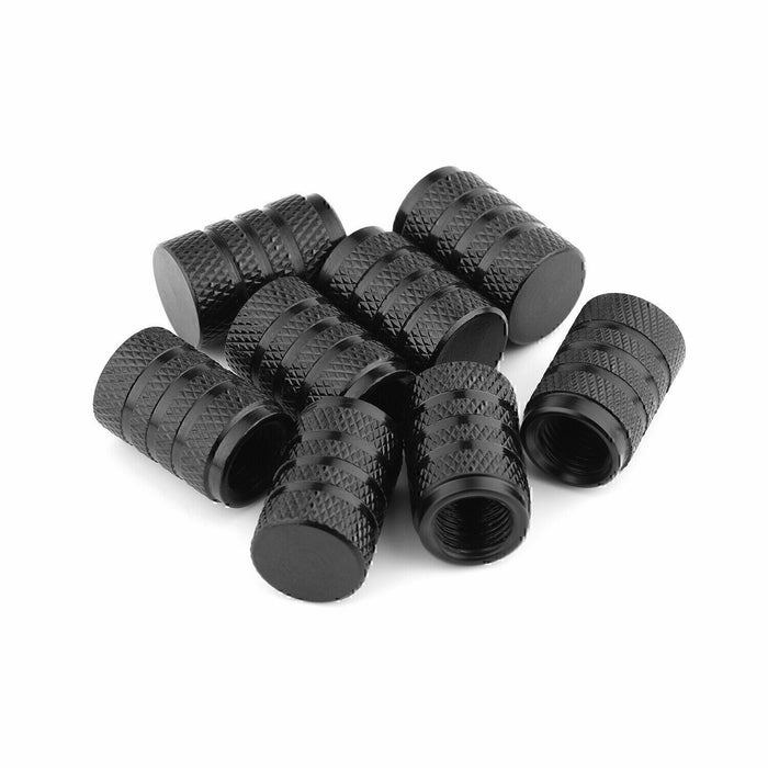 DURAFORCE 8x Universal Tire Valve Stem Caps Kit For Car, Truck Standard Fitting (Black)