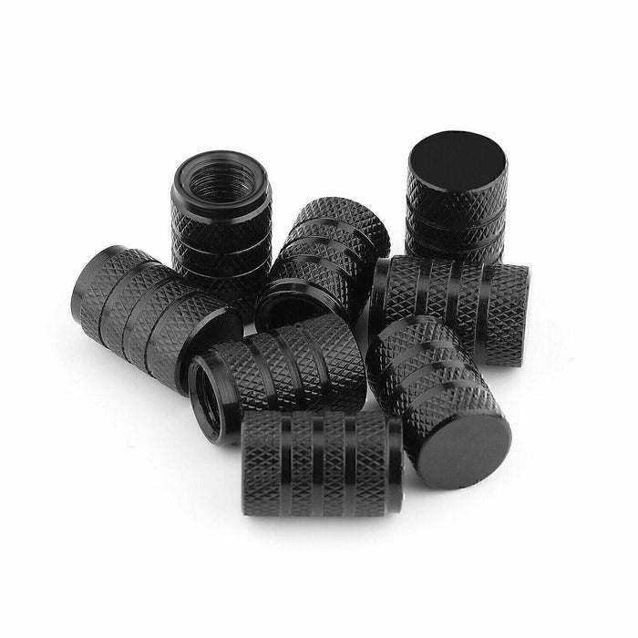 DURAFORCE 8x Universal Tire Valve Stem Caps Kit For Car, Truck Standard Fitting (Black)
