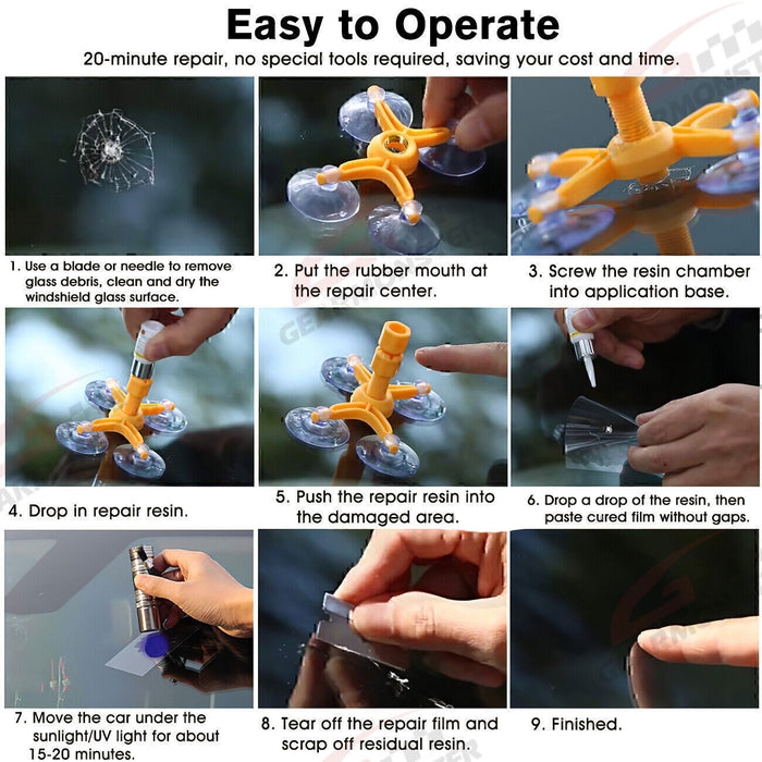 DURAFORCE Car Windshield Windscreen Glass Scratch Chip Crack Repair Fix Tools DIY Kit