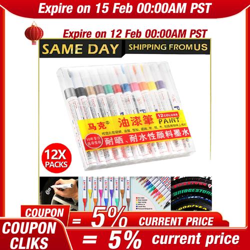 DURAFORCE 12 Paint Pen Marker Waterproof Permanent Car Tire Lettering Rubber Rock Glass US