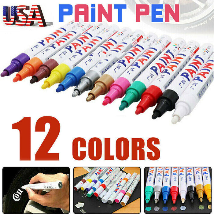 DURAFORCE 12 Paint Pen Marker Waterproof Permanent Car Tire Lettering Rubber Rock Glass US