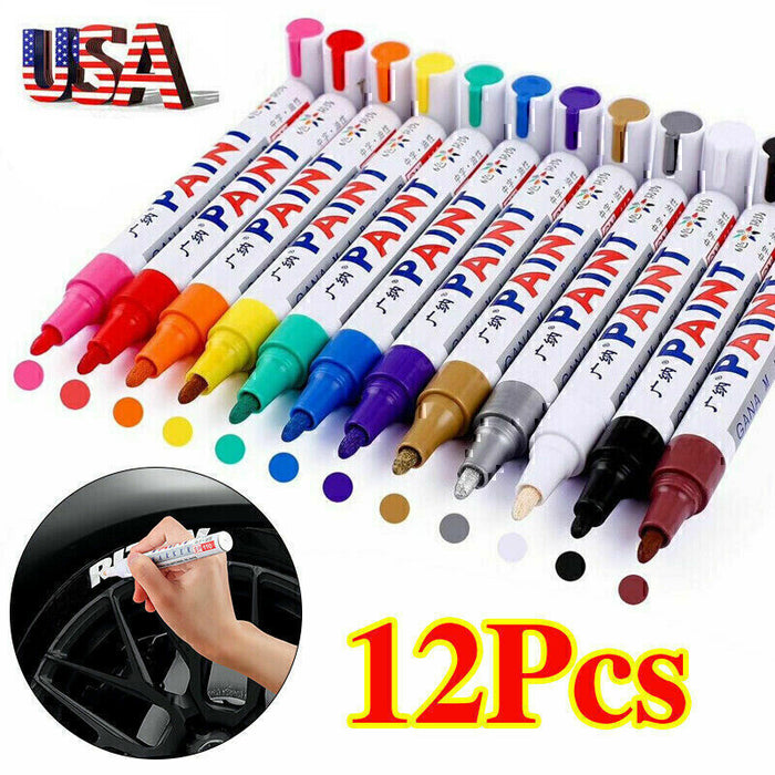 DURAFORCE 12 Paint Pen Marker Waterproof Permanent Car Tire Lettering Rubber Rock Glass US