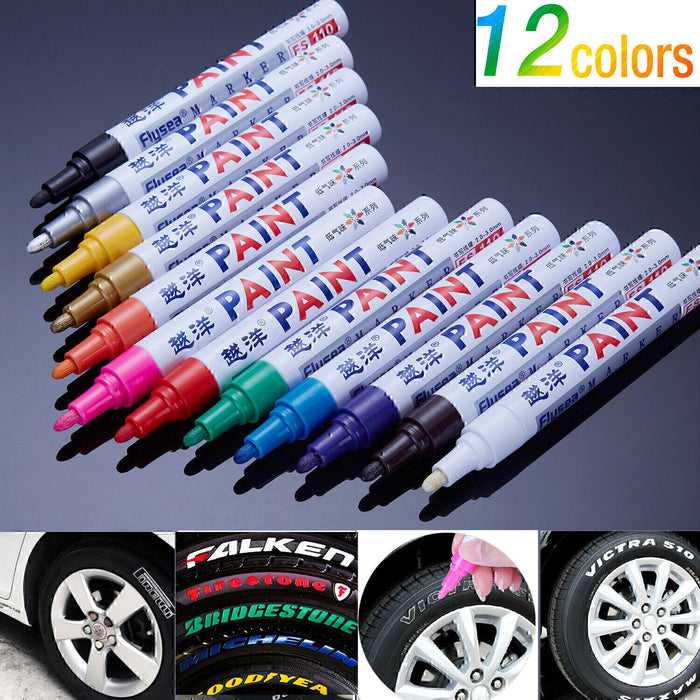 DURAFORCE 12 Paint Pen Marker Waterproof Permanent Car Tire Lettering Rubber Rock Glass US