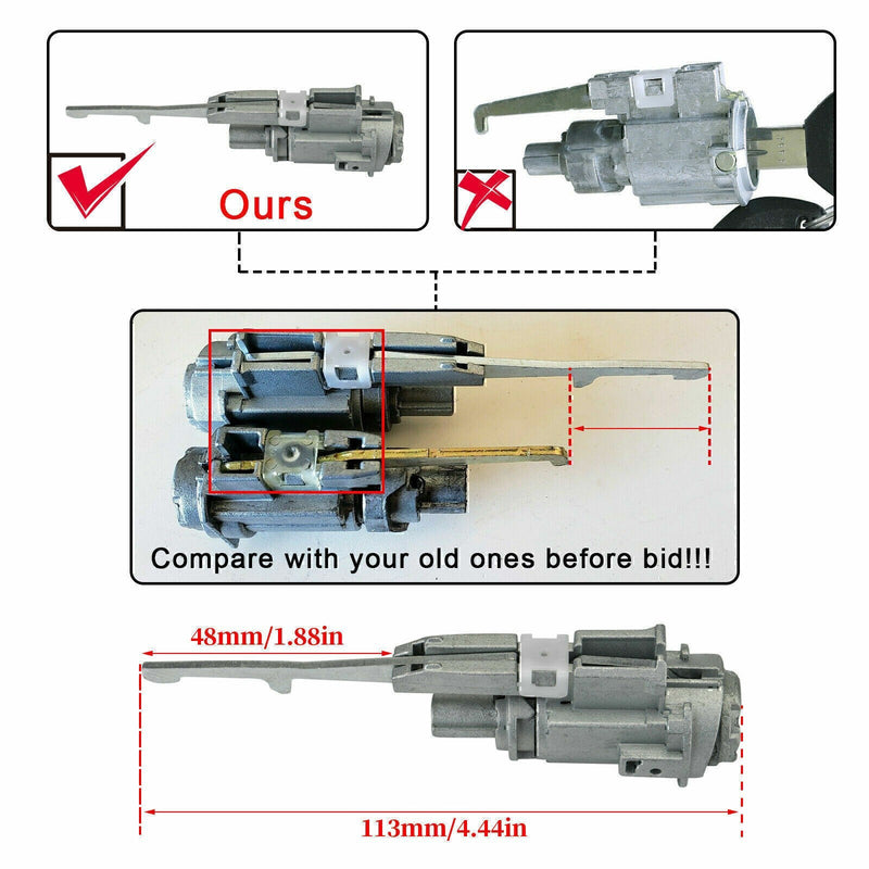 DURAFORCE Ignition Switch Cylinder Lock Fits For Honda & Acura Fit 2002 - 13 2014 W/ 2Keys