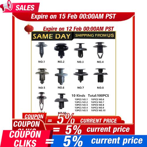 DURAFORCE 100PCS Universal Fender Clips Trim Push Pin Rivet Bumper Fastener Panel Retainer