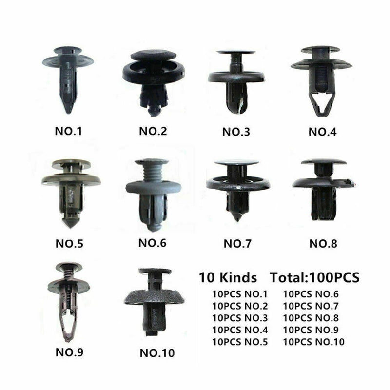 DURAFORCE 100PCS Universal Fender Clips Trim Push Pin Rivet Bumper Fastener Panel Retainer