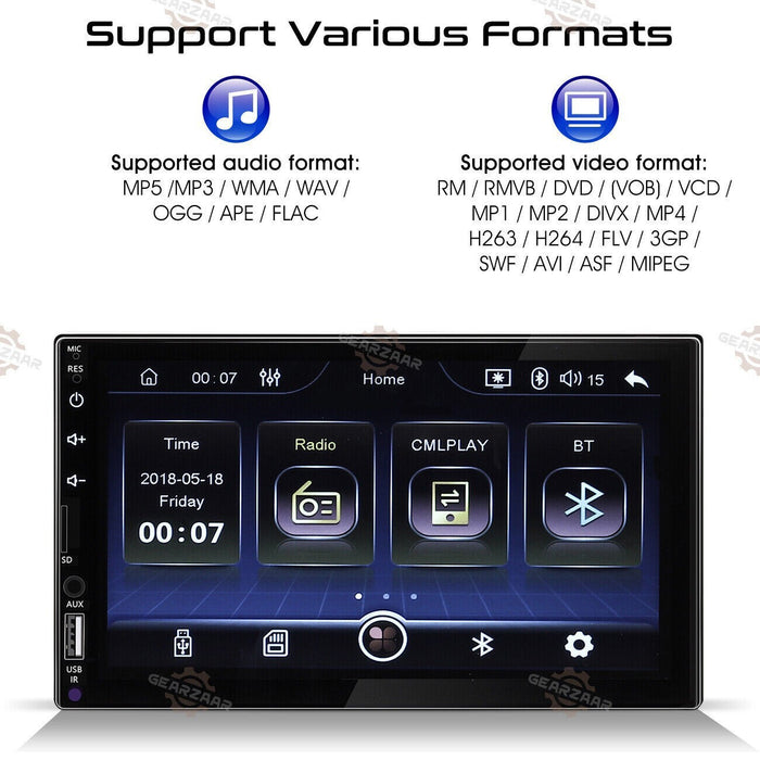 DURAFORCE 7" Car Radio Apple Andriod Carplay Car Stereo Touch Screen Double 2Din+Camera US