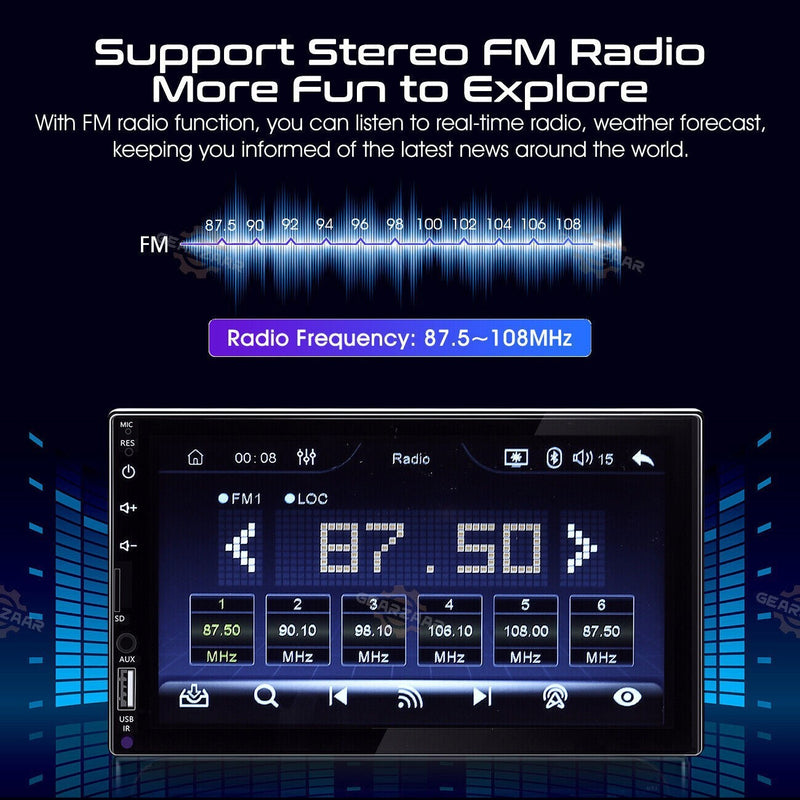 DURAFORCE 7" Car Radio Apple Andriod Carplay Car Stereo Touch Screen Double 2Din+Camera US