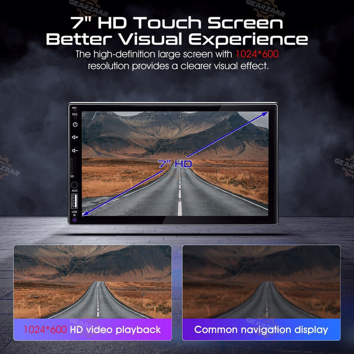 DURAFORCE 7" Car Radio Apple Andriod Carplay Car Stereo Touch Screen Double 2Din+Camera US