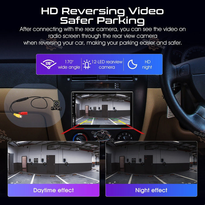 DURAFORCE 7" Car Radio Apple Andriod Carplay Car Stereo Touch Screen Double 2Din+Camera US