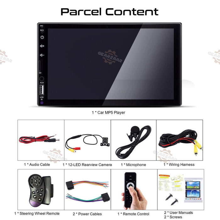 DURAFORCE 7" Car Radio Apple Andriod Carplay Car Stereo Touch Screen Double 2Din+Camera US