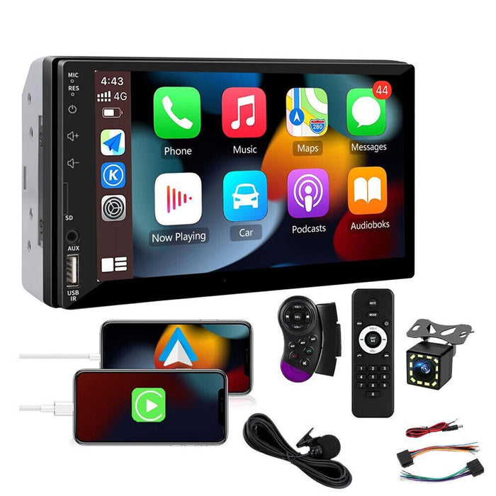 DURAFORCE 7" Car Radio Apple Andriod Carplay Car Stereo Touch Screen Double 2Din+Camera US