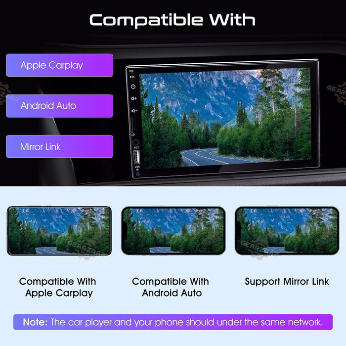 DURAFORCE 7" Car Radio Apple Andriod Carplay Car Stereo Touch Screen Double 2Din+Camera US