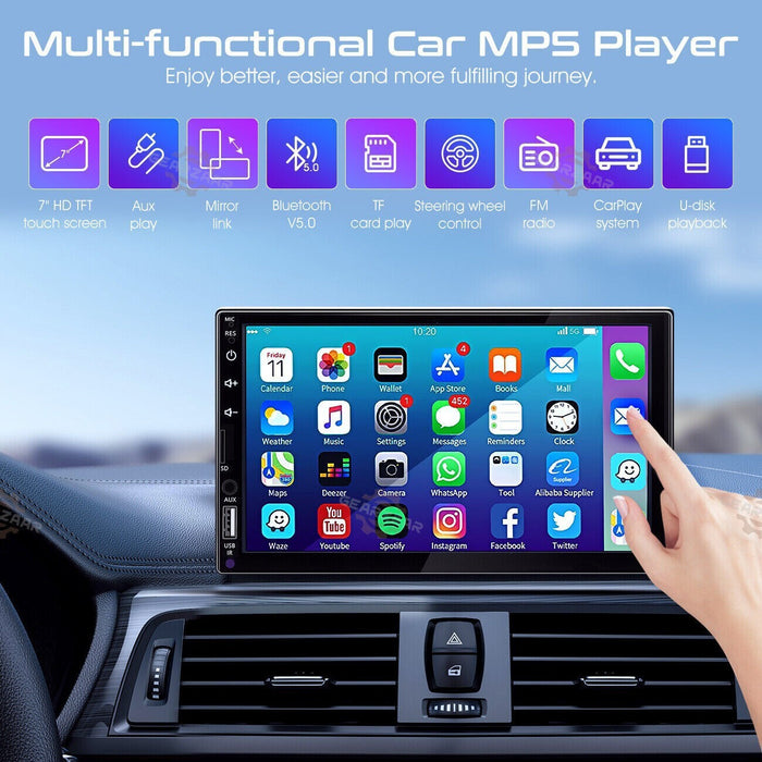 DURAFORCE 7" Car Radio Apple Andriod Carplay Car Stereo Touch Screen Double 2Din+Camera US