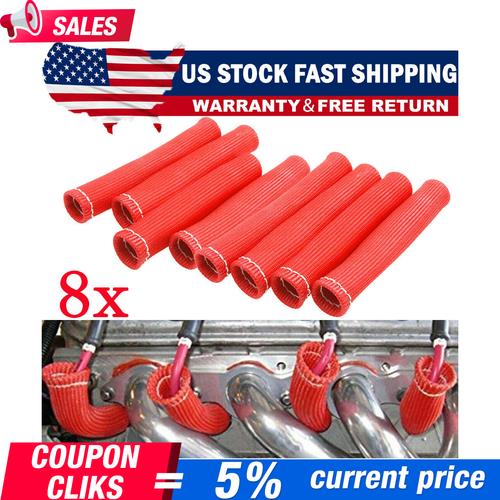 DURAFORCE 8pcs 2500° Spark Plug Wire Boots Protector Sleeve Heat Shield Cover For LS1 LS2
