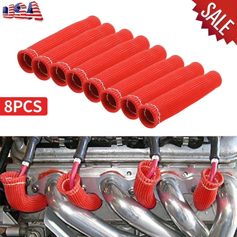 DURAFORCE 8pcs 2500° Spark Plug Wire Boots Protector Sleeve Heat Shield Cover For LS1 LS2