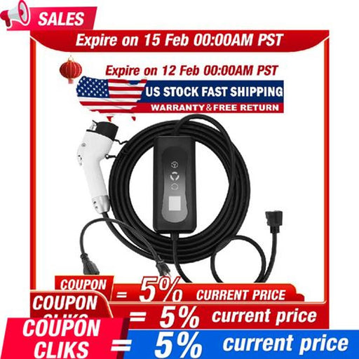 DURAFORCE EV Charger 16A Electric Car Portable Charging Cable NEMA6-20 EVSE 110V-220V US
