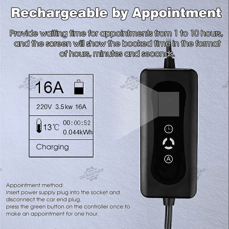 DURAFORCE EV Charger 16A Electric Car Portable Charging Cable NEMA6-20 EVSE 110V-220V US