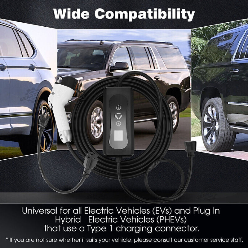 DURAFORCE EV Charger 16A Electric Car Portable Charging Cable NEMA6-20 EVSE 110V-220V US